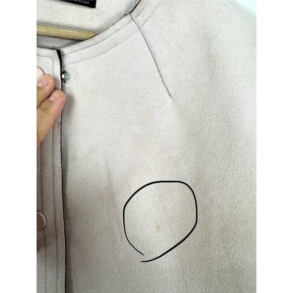 zara faux suede mid length coat preppy light pink 90s sz L - Picture 7 of 8